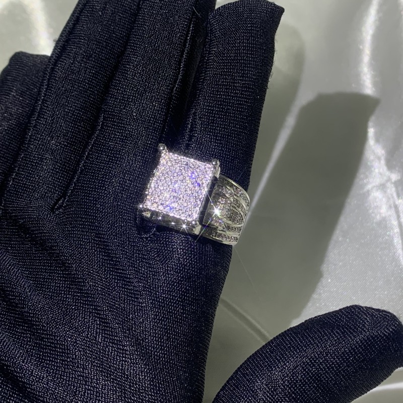 Size 5-10 Drop Shipping Vintage Fashion Jewelry 925 Sterling Silver Pave White Sapphire CZ Diamond Eternity Women Wedding Bridal Ring Gift