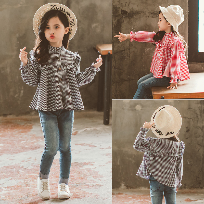 New Girls Shirts 2019 Spring Summer Fashion Pink Color Baby Girls Blouses Cute Long Sleeve Ruffle Tops Kids Clothes 8 To 12 Year
