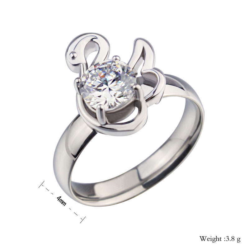 Wholesale- Titanium steel rings for women Swan set auger female ring engagement diamond rings sona diamond ring free shipping