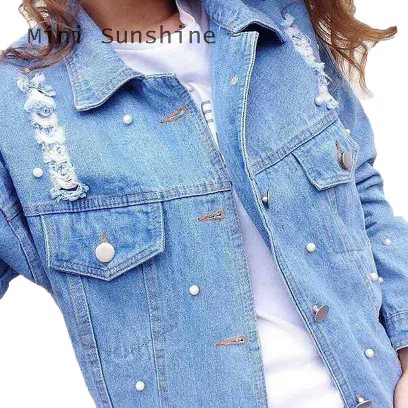 2019 Hole Pearl Jeans Jacket Women Feminino Slim Fit Fashion Denim Jacket Lady Elegant Vintage Jackets Basic Coats z30, Blue
2019 Hole Pearl Jeans Jacket Women Feminino Slim Fit Fashion Denim Jacket Lady Elegant Vintage Jackets Basic Coats z30, Blue