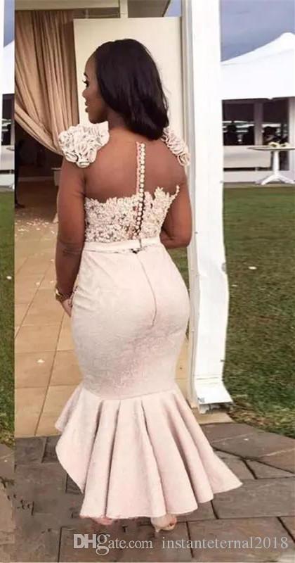 2019 African Sexy Deep V-Neck Satin Mermaid Bridesmaid Dresses Sheer Back Short Sleeves Cheap Plus Size Arabic Long Evening Gowns