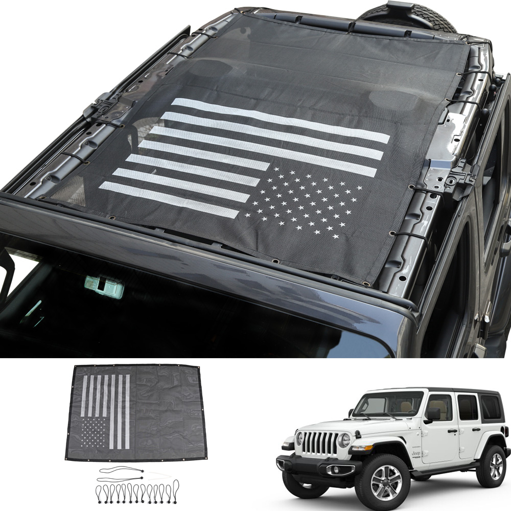 Black Mesh Sunshade Roof SunShade Net (US Flag) For Jeep Wrangler JL JLU 2018+ 4Door Auto Exterior Accessories
Black Mesh Sunshade Roof SunShade Net (US Flag) For Jeep Wrangler JL JLU 2018+ 4Door Auto Exterior Accessories
