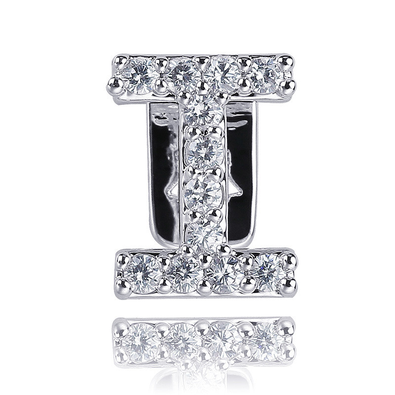 Gold Silver Color Iced Out A-Z Custom Letter Grillz Full Diamond Teeth Letter Grills Bottom Tooth Cap Hip Hop Dental Mouth Teeth Br