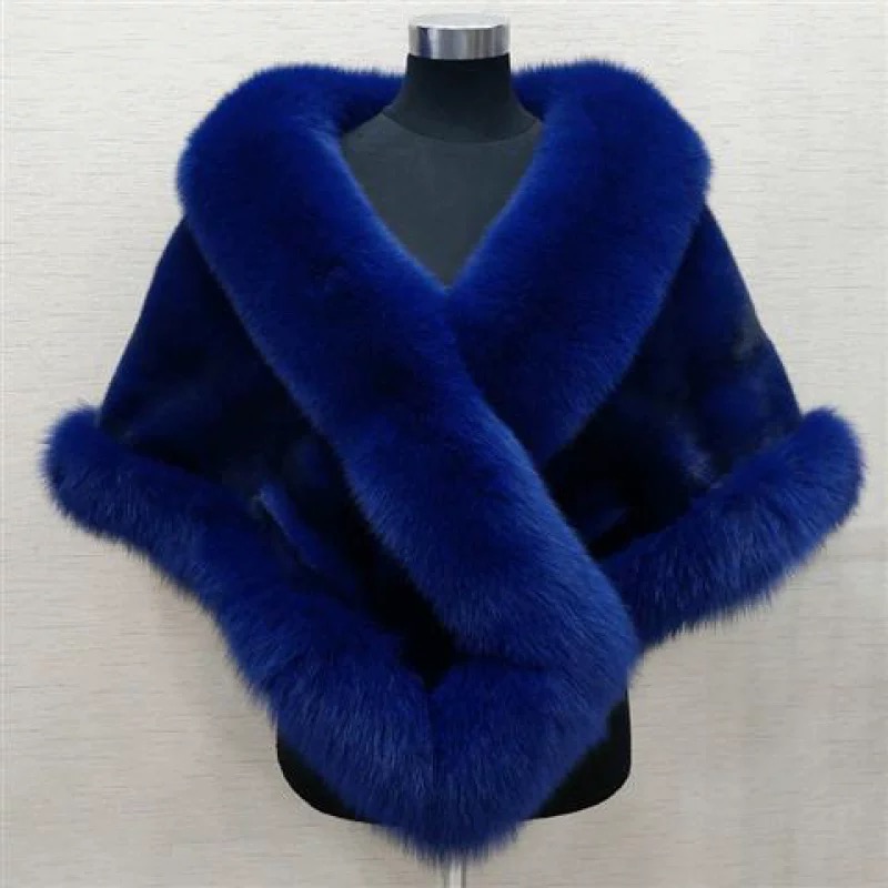 10 Colors Mixed Orders Autumn winter 2020 newest long fox faux fur bridal Wraps evening dress shawl cloak scarf female Party Cocktail