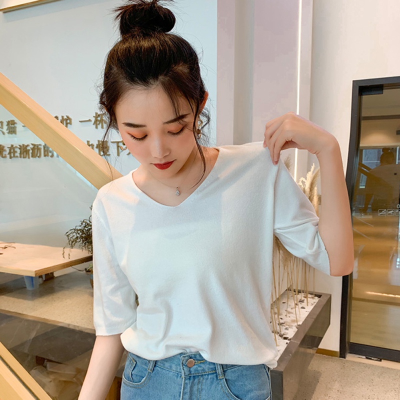 Pullover Sweaters Women Solid Color Half Sleeved V Collar Slim Seweater Female Bottom Sweet Fashion Sweaters
Pullover Sweaters Women Solid Color Half Sleeved V Collar Slim Seweater Female Bottom Sweet Fashion Sweaters