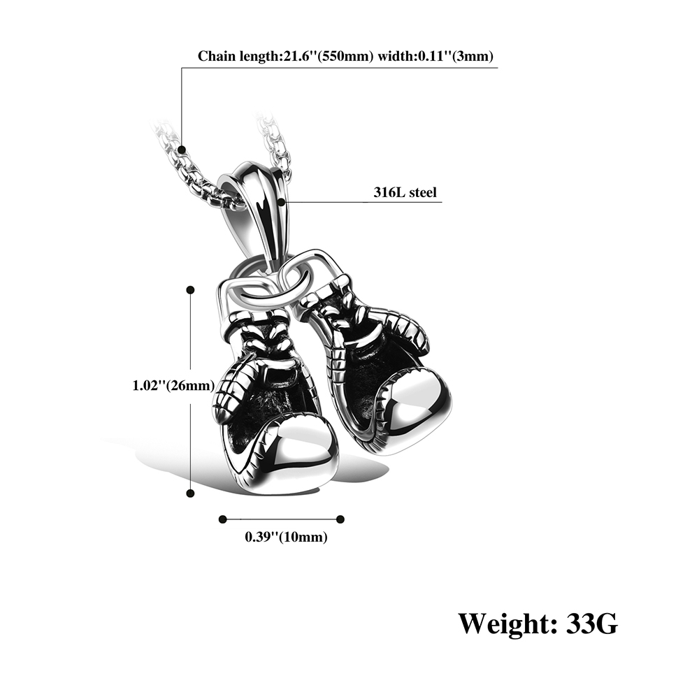 Cool Sport Fitness Pair Boxing Glove Pendant Necklace Stainless Steel Workout Jewelry Gold Plated New Men Necklace Charm Pendants