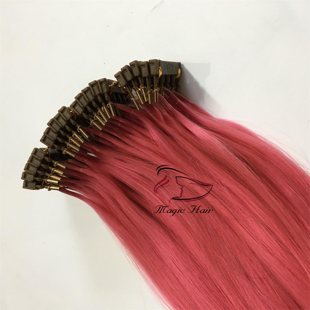 2019 New Products Hair Second Customized Color Available 6D Human Hair Extensions pink# Highlight 50grams/bag Can Be Styled With Iron