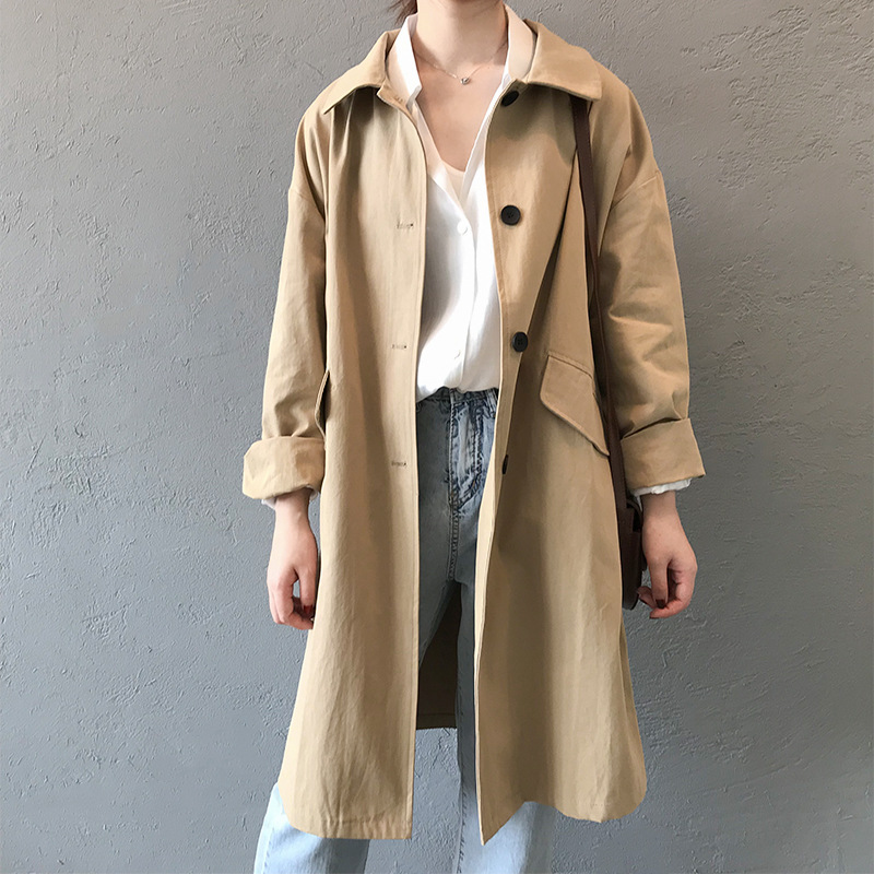 2020 Spring Trench Coat for Women Streetwear Turn-down Collar Single Breasted Straight Cotton Female Coats, Popular khaki
2020 Spring Trench Coat for Women Streetwear Turn-down Collar Single Breasted Straight Cotton Female Coats, Popular khaki