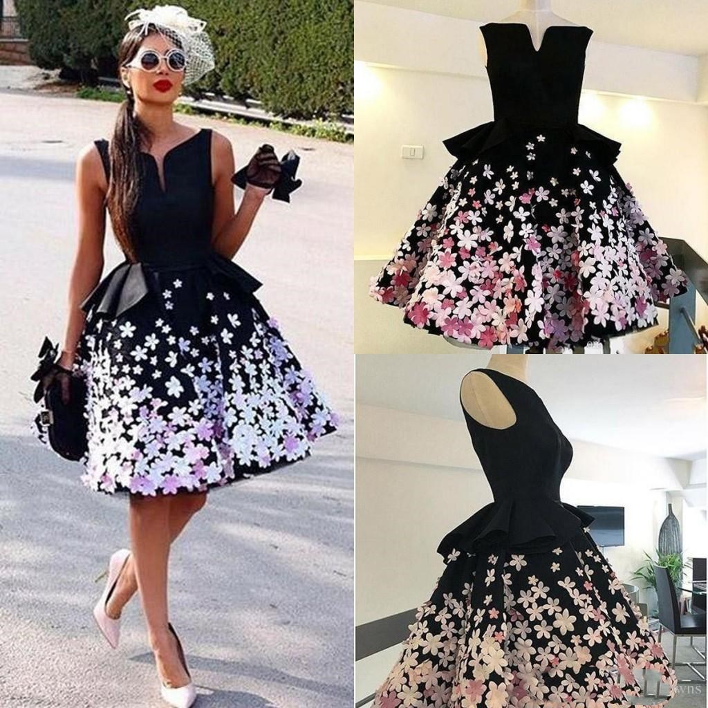 Little Black Satin Black Cocktail Dresses with Colorful 3D Appliques Flowers Short Knee Length A Line Short Cocktail Party Dresses, Light sky blue
Little Black Satin Black Cocktail Dresses with Colorful 3D Appliques Flowers Short Knee Length A Line Short Cocktail Party Dresses, Light sky blue