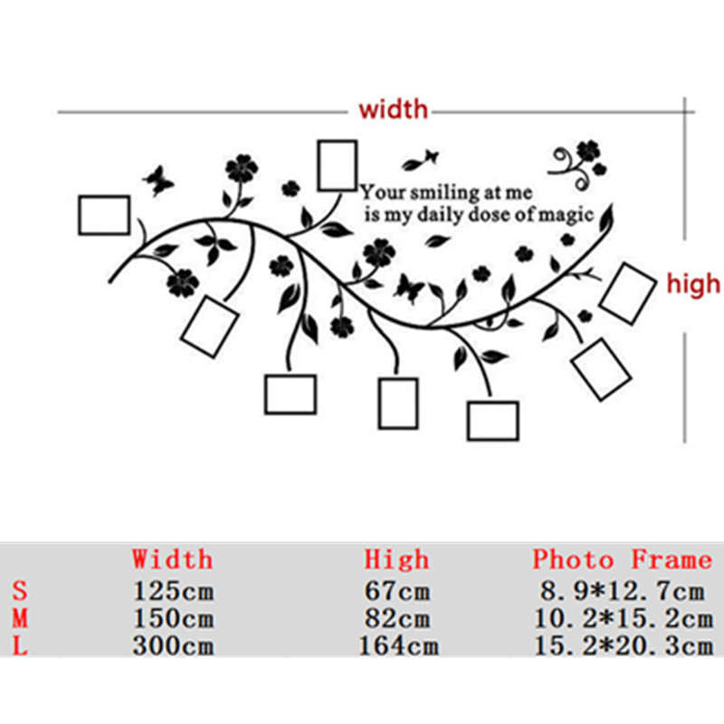 Red Green Black 3D DIY Photo Tree Branch PVC Wall Decals/Adhesive Family Wall Stickers Mural Art Home Decor Bedroom Stickers Y200103
