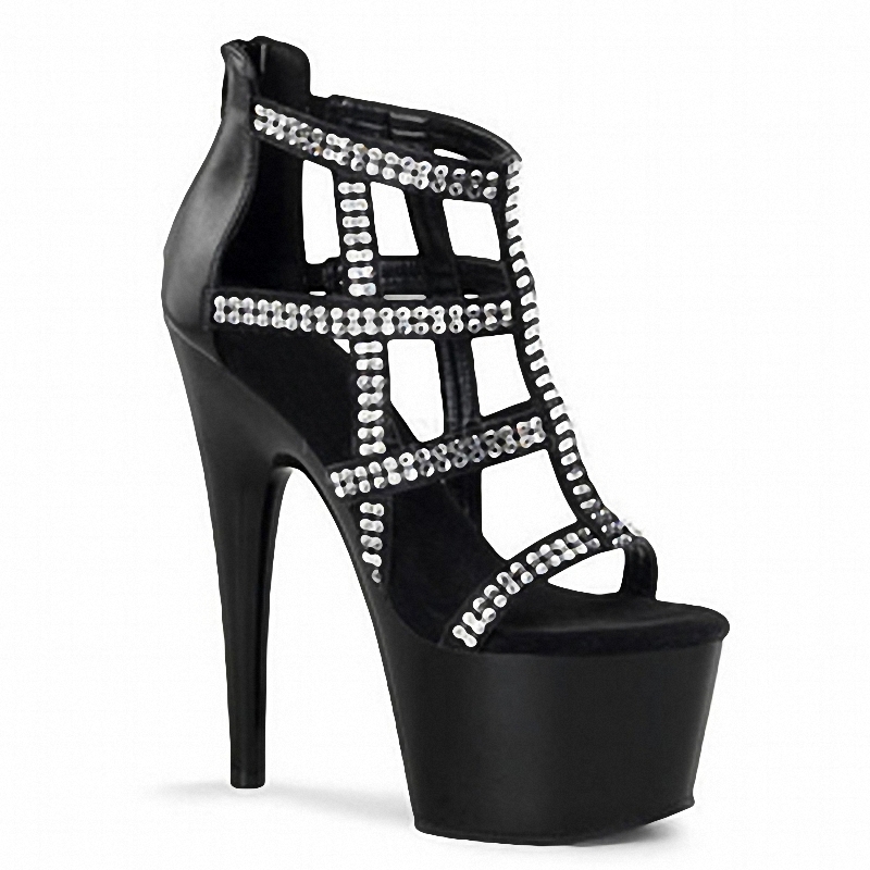Sexy Rhinestone Black Roman Hollow Sandals 7 inches Baking paint Narrow band Punk 17CM High heeled shoes Nightclub Pole dancing
Sexy Rhinestone Black Roman Hollow Sandals 7 inches Baking paint Narrow band Punk 17CM High heeled shoes Nightclub Pole dancing