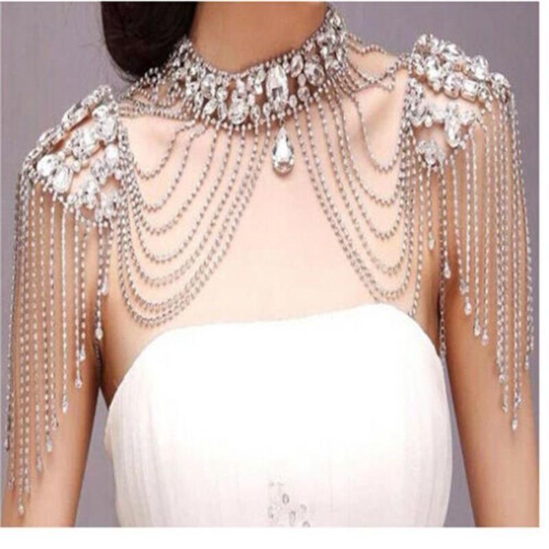 Luxury Crystal Bride Shoulder Chain Rhinestone Necklace Wedding Wrap Tulle Fashion Custom Made Bridal Jackets for Bohemian Wedding Dress, Grey
Luxury Crystal Bride Shoulder Chain Rhinestone Necklace Wedding Wrap Tulle Fashion Custom Made Bridal Jackets for Bohemian Wedding Dress, Grey