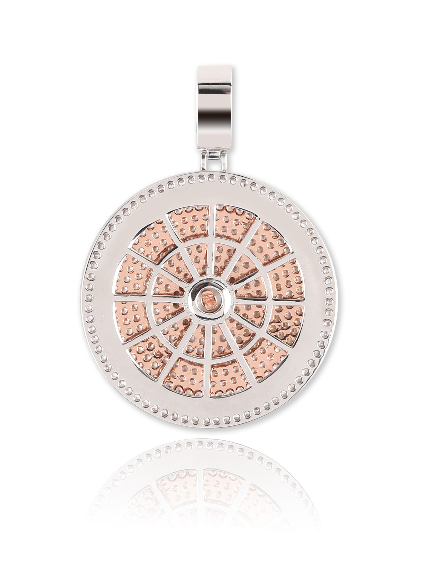 Personalized 18K Gold Plated Iced Out CZ Zirconia US Dollar Sign Money Bag Round Rotating Pendant Chain Necklace Hip Hop Rapper Jewelry Gift