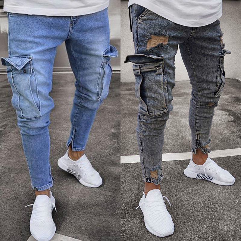 Men Denim Pants Ripped Hole Jeans Fashion Hip Hop Skinny Pencil Jeans for Men Stretch Patchwork Pocket Cargo Pants, Sky blue
Men Denim Pants Ripped Hole Jeans Fashion Hip Hop Skinny Pencil Jeans for Men Stretch Patchwork Pocket Cargo Pants, Sky blue