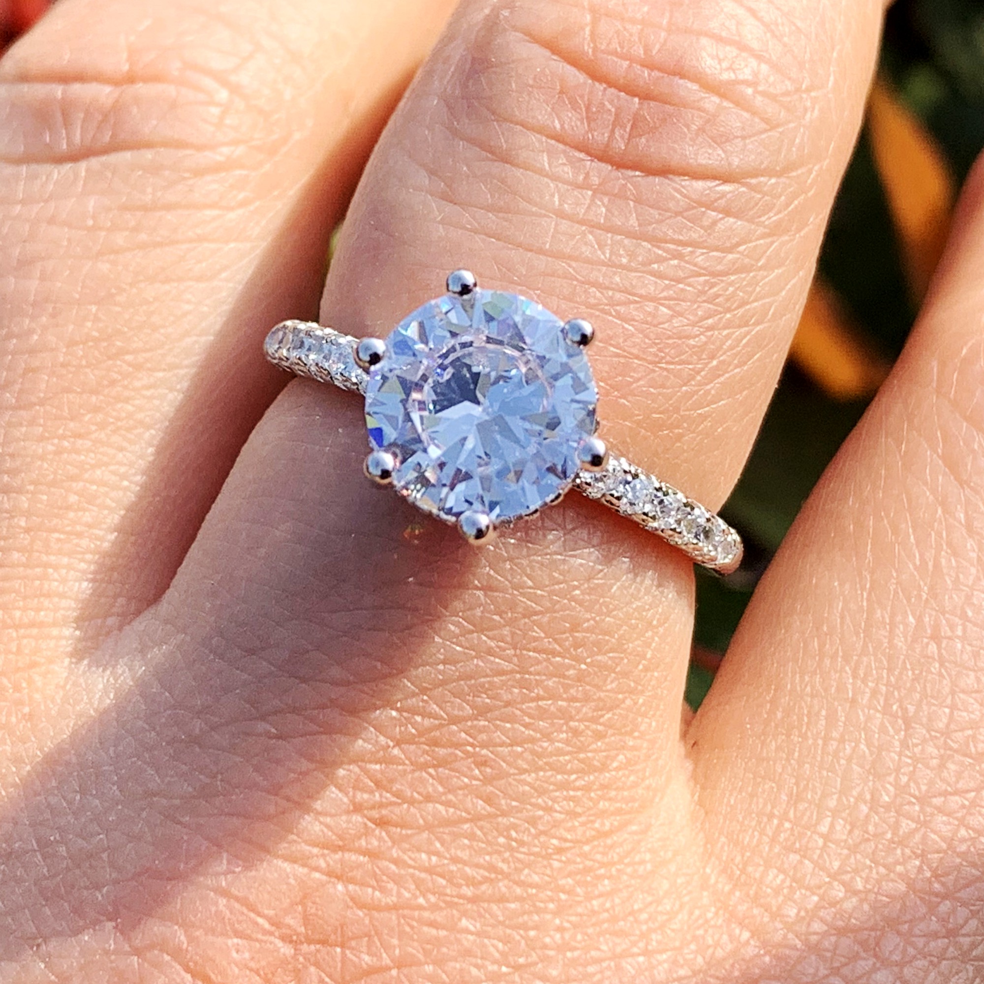 Lovely Cute Crown Wedding Band Ring Lucky Fashion Jewelry 925 Sterling Silver Round Cut White Topaz CZ Diamond Engagement Band Finger Rings
