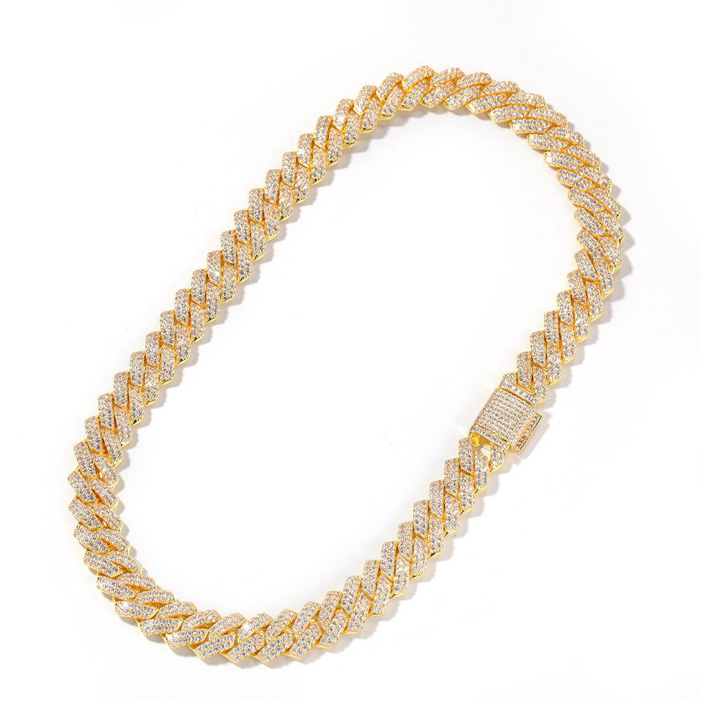 13mm 20mm Gold Bling Diamond Cuban Link Chain Necklace Choker for Men Iced Out 2 Tone Pink 5A CZ Cubic Zirconia Curb Chains Miami Hip Hop Rapper Jewel