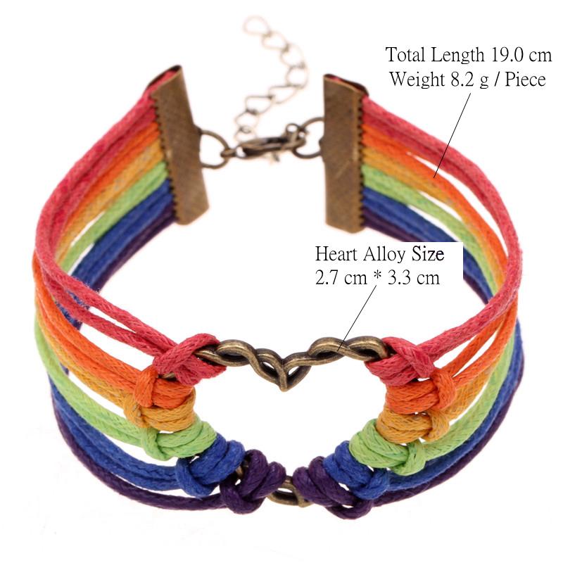 Wholesale-2016 Pulsera Gay Pride multicolor "PRIDE"leather bracelets Hot COLOR jewelry Lesbian LGBT bracelets for Men and Women collares