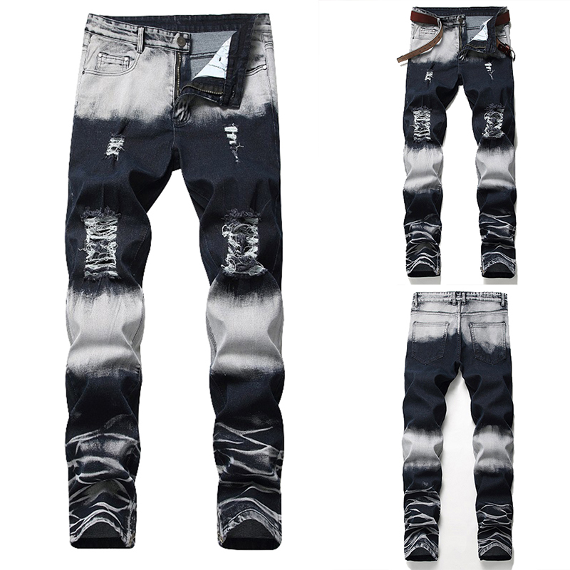 2019 New Straight Trend Men Jeans Fashion Design Pants Large Size Retro Patchwork Sexy Hole Male Personality Ripped Jeans Pants, Blue
2019 New Straight Trend Men Jeans Fashion Design Pants Large Size Retro Patchwork Sexy Hole Male Personality Ripped Jeans Pants, Blue