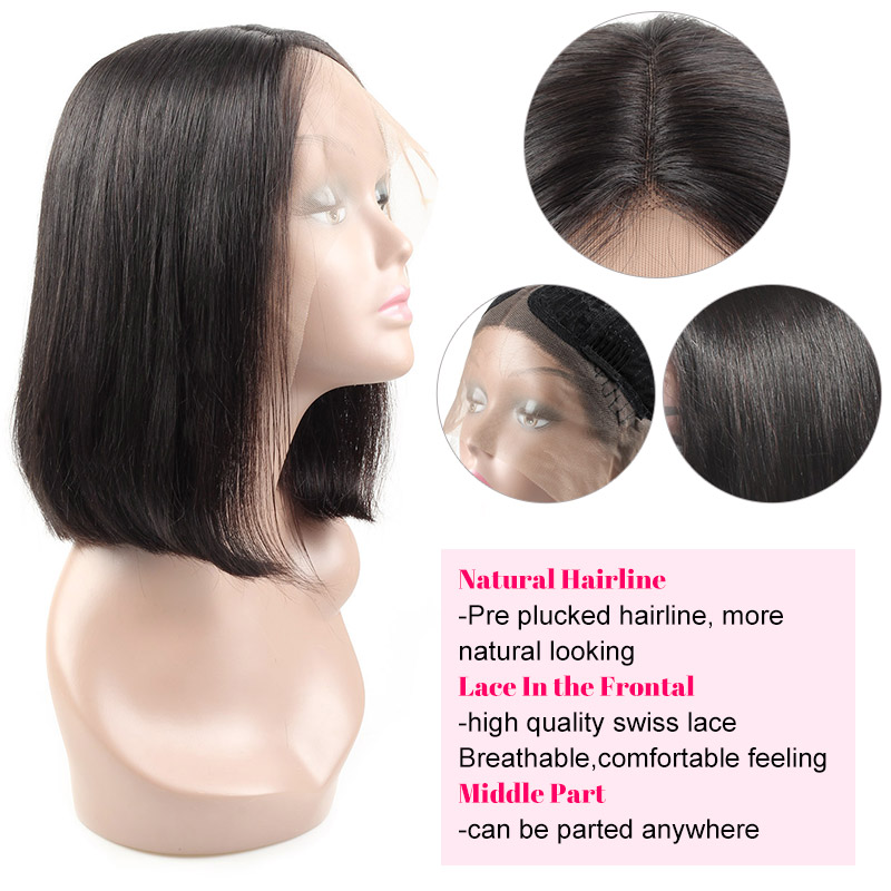 Ishow 4x4 Bob Lace Frontal Wigs Brazilian Virgin Hair Straight Lace Frontal Human Hair Wigs Swiss Lace Frontal Wig Pre Plucked