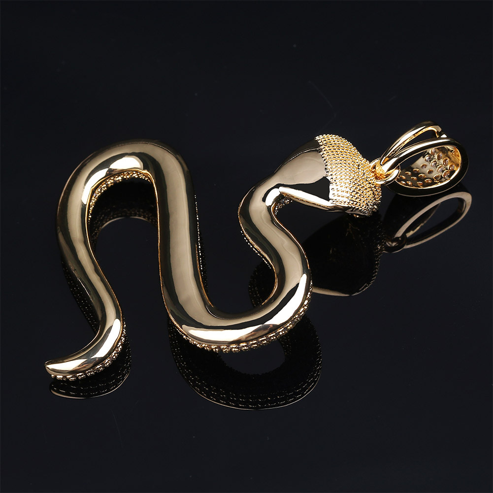 Cool Men Hip Hop Cobra Snake Pendant Necklace Platinum Plated Solid Full Zircon Mens Jewelry