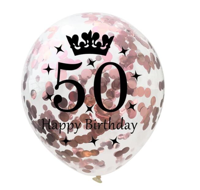 Confetti Birthday Balloons 12 Inch Inflatable Latex Clear Confetti Balloon 30 40 50 Anniversary Birthday Party Decoration