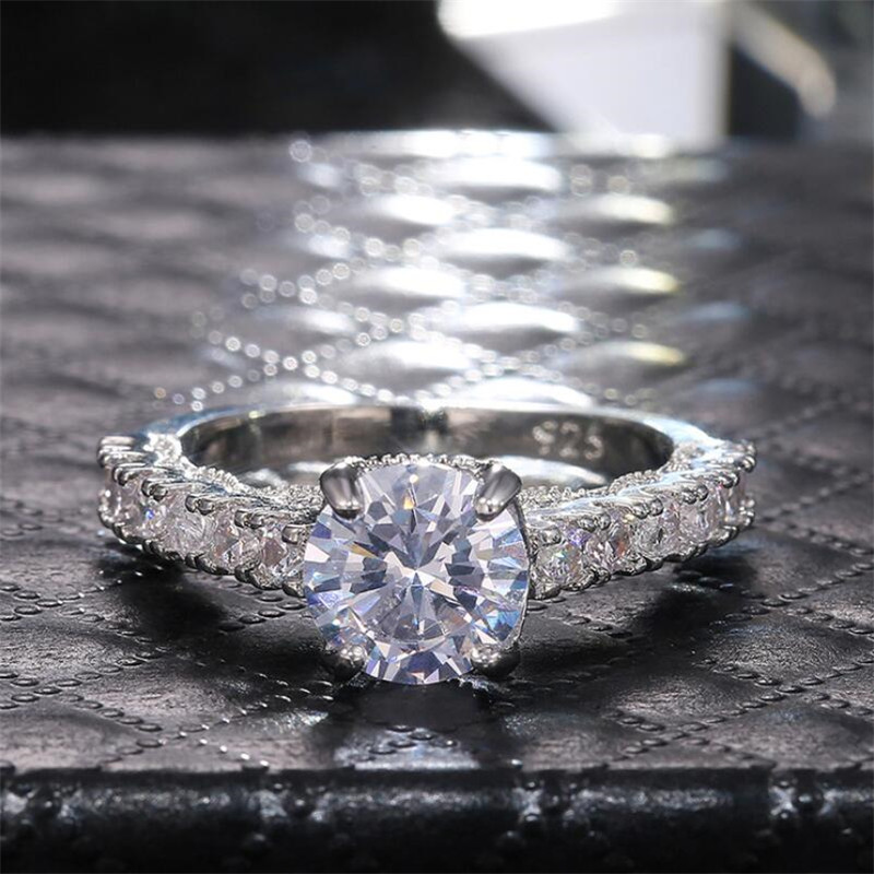 Choucong Brand New Unique Vintage Fashion Jewelry 925 Sterling Silver Round Cut White Topaz CZ Diamond Gemstones Women Wedding Band Ring