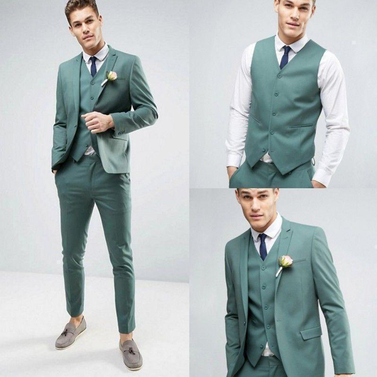 Gentleman Wedding Tuxedos One Button Slim Fit Mens Pants Suits Formal Best Men Wear For Wedding Party (Jacket+Vest+Pants)