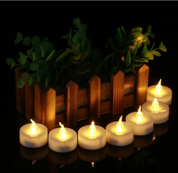 SXI 24 Pack Warm White Battery LED Lights Flameless Flickering light Dia 1.4" Electric Fake Candle for Votive Wedding Party