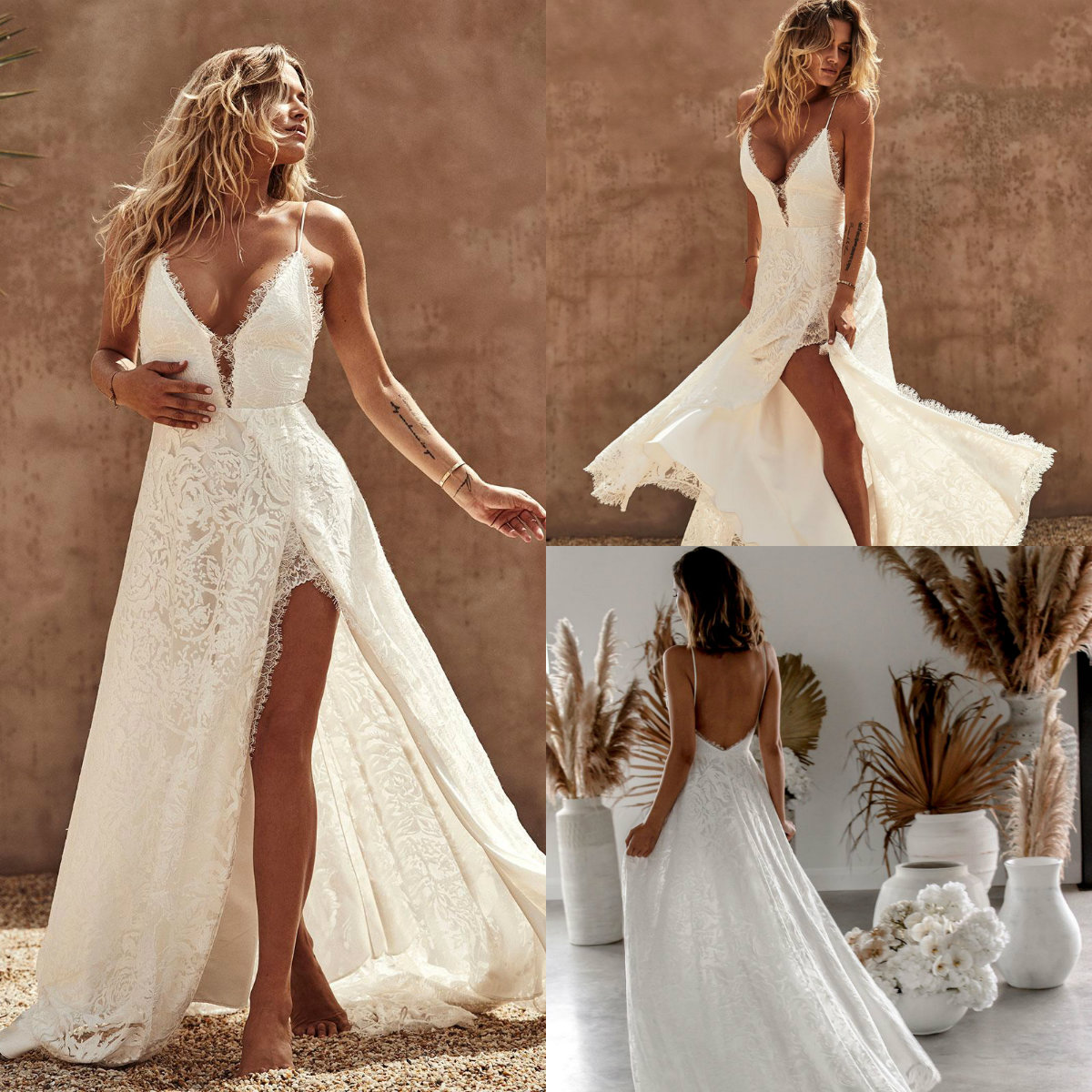 2020 Bohemian Berta Wedding Dresses A Line Lace Appliqued Spaghetti Vintage Boho Wedding Dress Sexy Side Split Plus Size Summer Bridal Gowns, Light yellow
2020 Bohemian Berta Wedding Dresses A Line Lace Appliqued Spaghetti Vintage Boho Wedding Dress Sexy Side Split Plus Size Summer Bridal Gowns, Light yellow
