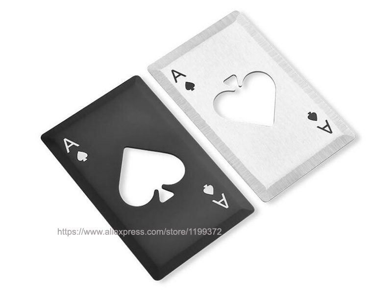 100pcs High Quality Spades Stainless Steel Playing Card Poker A Ace Soda Beer Wine Cap Can Bottle Opener Openers Bar Tool