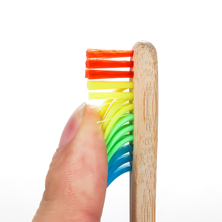 Colorful Head Bamboo Toothbrush Environment Wooden Rainbow Bamboo Toothbrush Oral Care Soft Bristle Cepillo De Dientes De Bambu Wholesale Bambuszahnbu