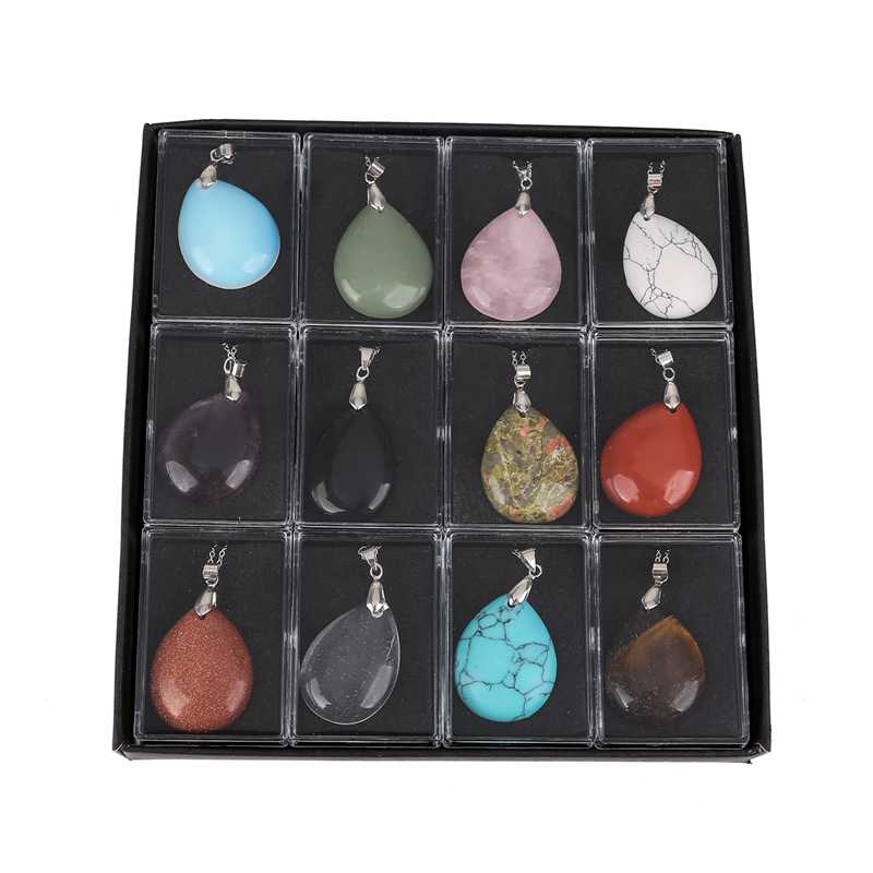 12 pieces of water drop pendant necklace adjustable suit women's mixed elegant temperament ball jewelry set