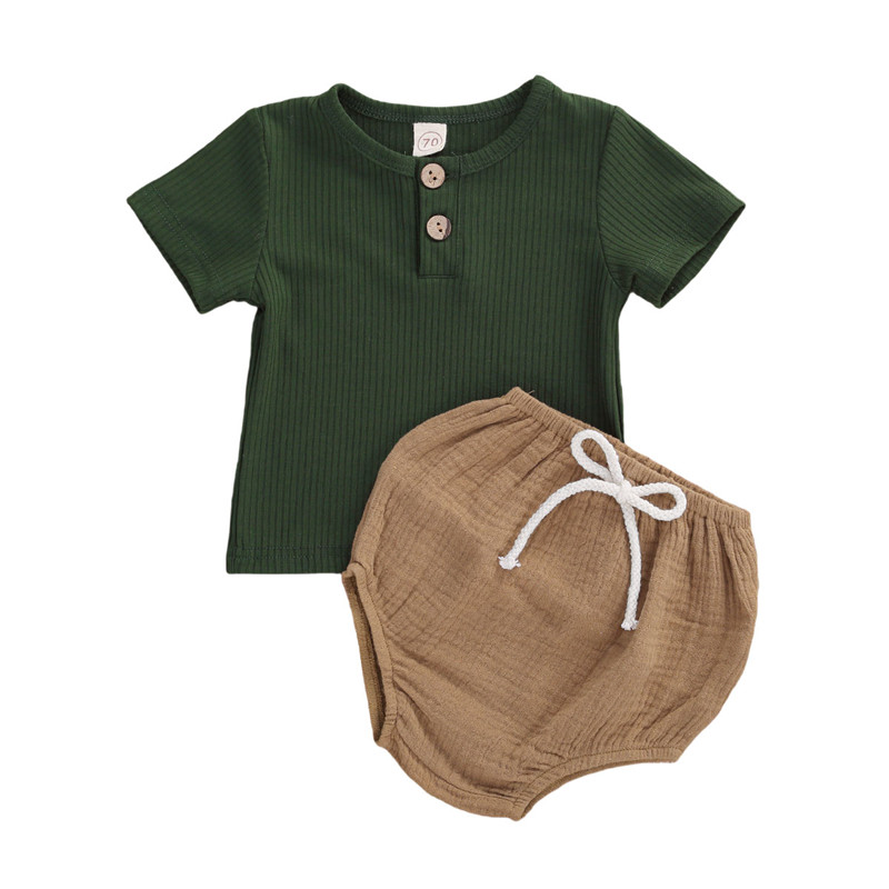 Baby Boy Clothes Toddler Baby Outfit 2PCS Sets Button Short Sleeve T-Shirt Ribbed O Neck Top + Drawstring Shorts Solid Color Set, As pic
Baby Boy Clothes Toddler Baby Outfit 2PCS Sets Button Short Sleeve T-Shirt Ribbed O Neck Top + Drawstring Shorts Solid Color Set, As pic