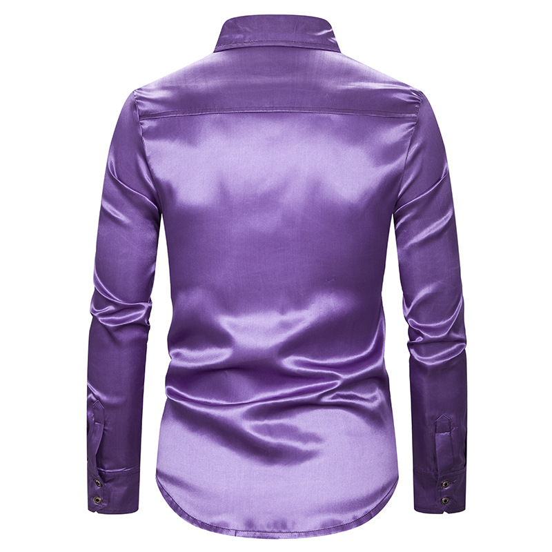 autumn new Sequin show night club host emcee gilt men's Lapel Long Sleeve Shirt Men's Party Wear Shirts