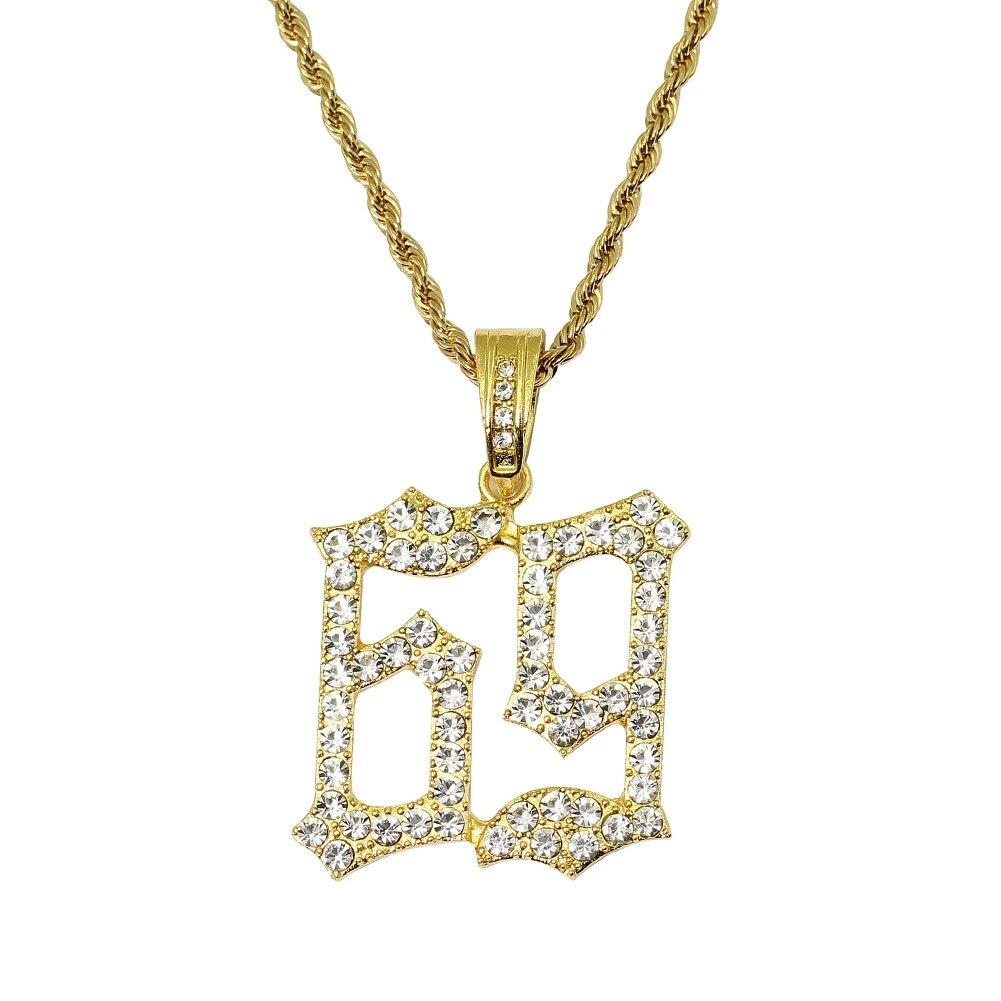 hip hop number 69 diamonds pendant necklaces for men golden silver alloy rhinestone luxury 6ix9ine necklace Cuban chain fashion jewelry
hip hop number 69 diamonds pendant necklaces for men golden silver alloy rhinestone luxury 6ix9ine necklace Cuban chain fashion jewelry
