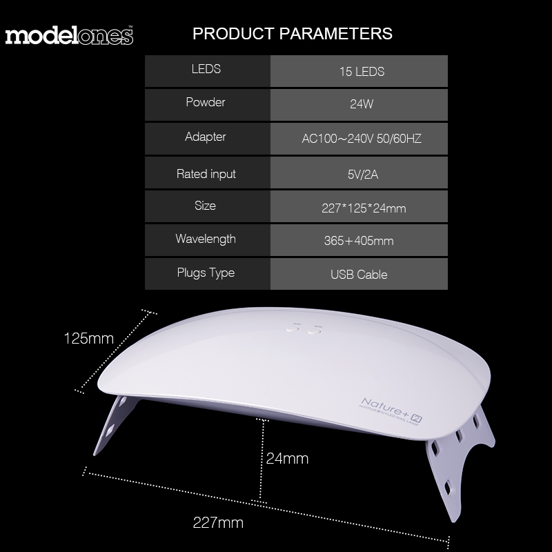 Modelones Nature2 24W UV Led Lamp Nail Dryer For All Types Gel Polish USB Cable UV Lamp Manicure Led Lamp For Fingers Toenails LY191228