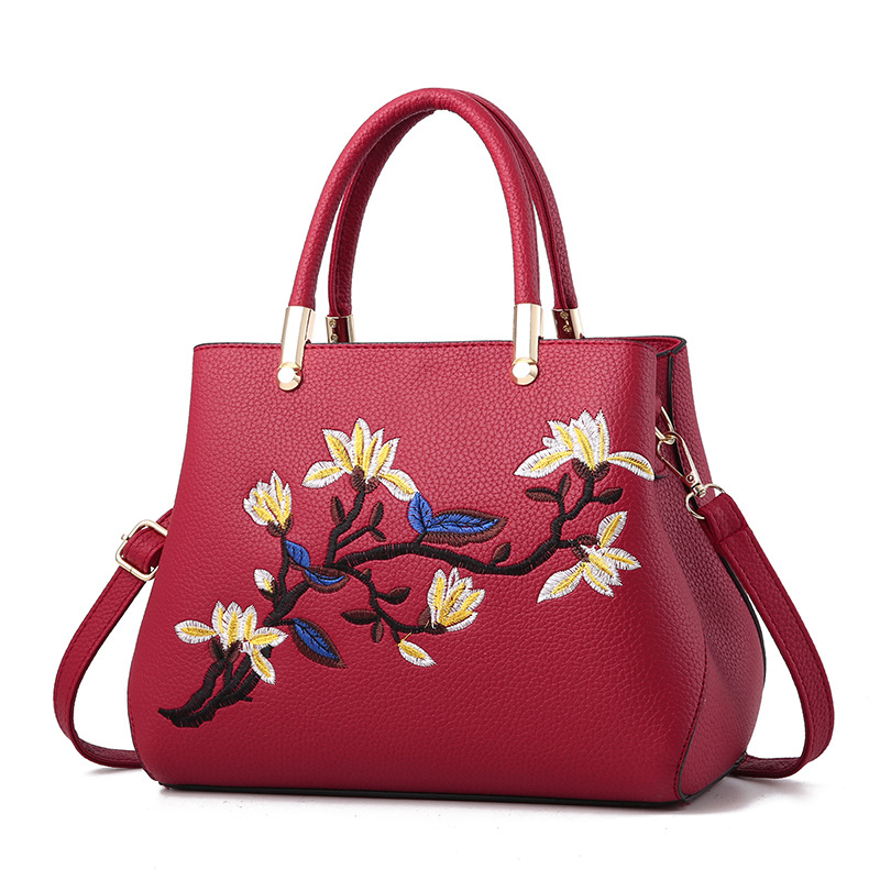 

HBP Women Handbags Purses PU Leather Totes Bag Top-handle Embroidery CrossbodyBag Shoulder Bags Lady HandBag Red