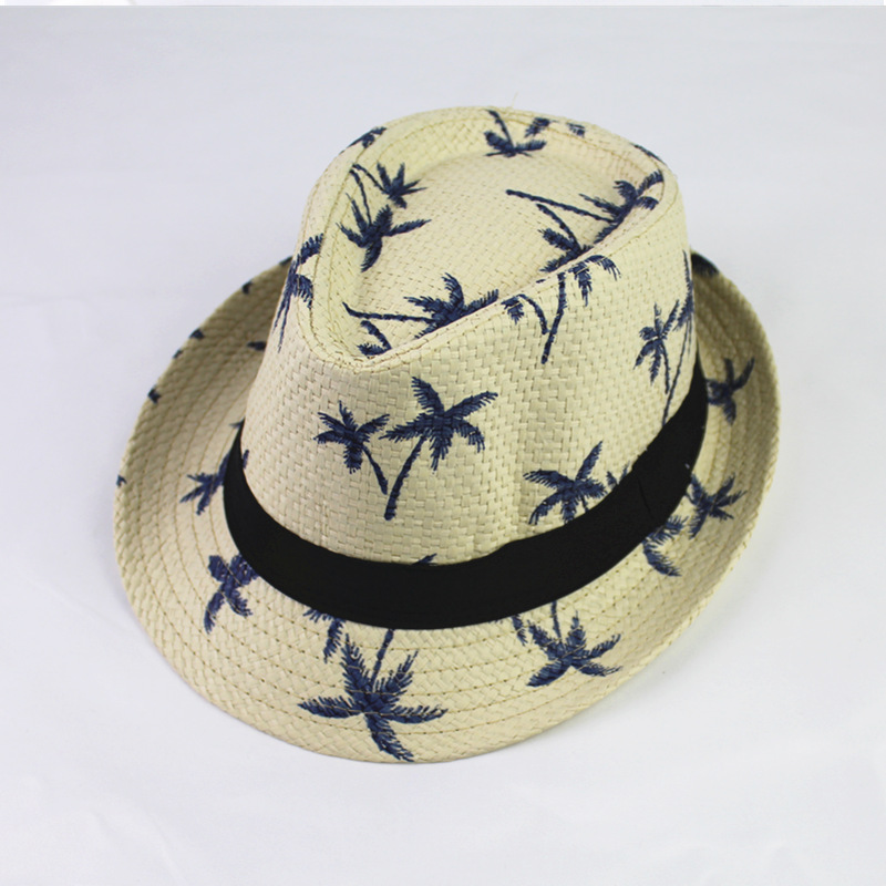 2019 hot sale Summer straw Sun hat kids Beach Sun hat Trilby panama Hat handwork for boy girl Children 4 colour