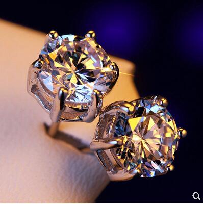 Mens womens lovers Stud Jewelry High Quality Fashion 0.5ct,1ct,2ct, 6 prong 100% Sier moissanite Dia Earrings For wedding boy