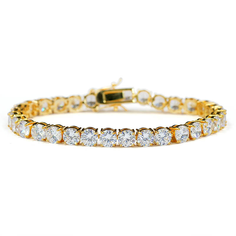 3/4/5mm Hip Hop Tennis Bracelets White Zircon Bling Shining 24k Gold Plated Bangle Jewelry