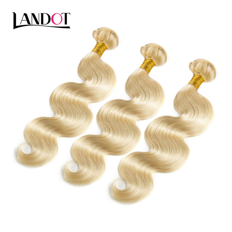 9A Grade Blonde Color 613 Virgin Brazilian Hair Weave Bundles Body Wave Peruvian Malaysian Indian Russian Human Hair Extensions Can be Dyed