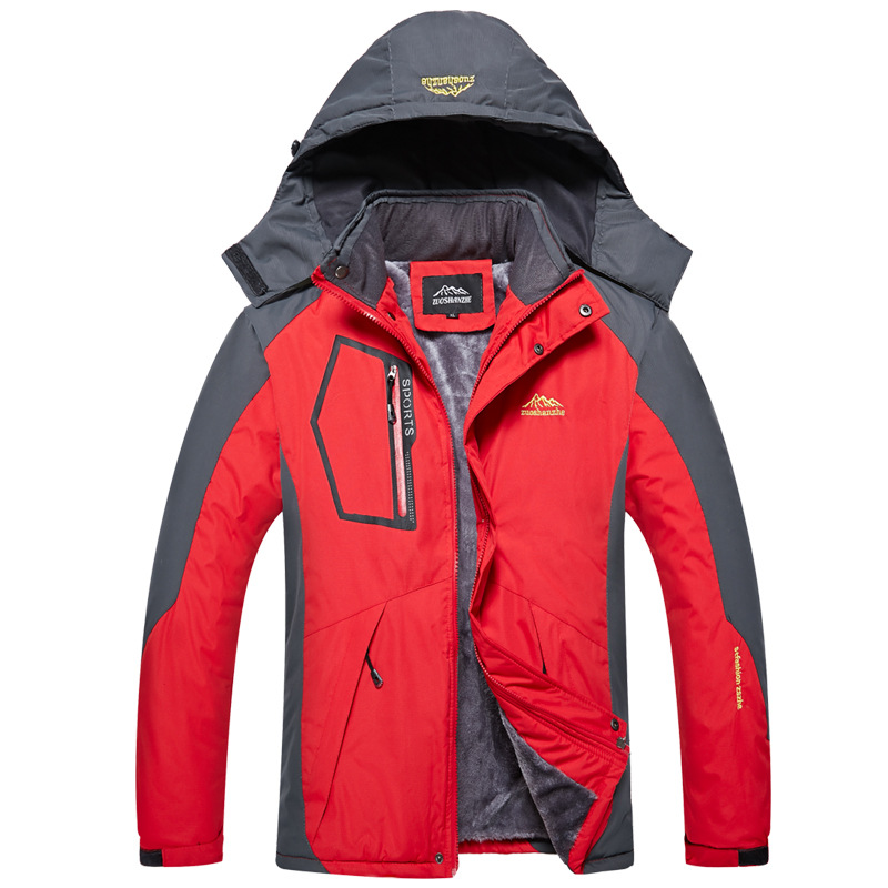 Men's Winter Snow Warm Down Jacket Parkas Outwear Windproof Waterproof Hooded Thick Velvet Jacket Men Fleece Coat Plus Size 5XL