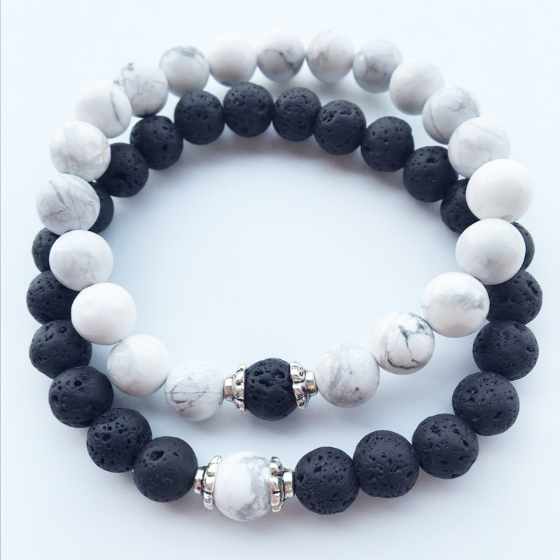 Wholesale-Stone Bracelets 2018 Hot New Lava Volcanic Stone White Turquoise Bracelet Wholesale Handmade Beads Bracelets for Men Women Jewelry