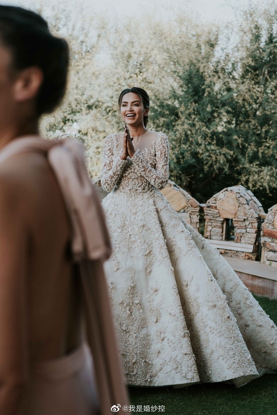 Embroidery High Low Wedding Dresses Bridal Gowns Lace Beads A Line Robe De Mariee Custom Made Jewel Neck Long Sleeve Wedding Gowns
