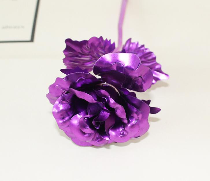 Gold Foil Plated Rose Golden Rose Gold Dipped Flore Artificiales Gold Rose Artificial Flower Wedding Decoration