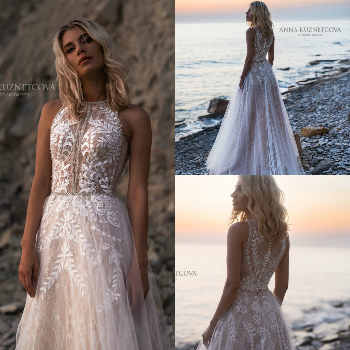 2019 Bohemian Wedding Dresses Jewel Neck A Line Lace Appliqued Beads Boho Wedding Dress Sweep Train Plus Size Beach Bridal Gowns