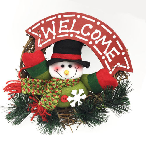 Merry Christmas Wreath Decor Xmas Party Home Door Wall Garland Flower Christmas Home Decor Ornaments 23CM for New Year