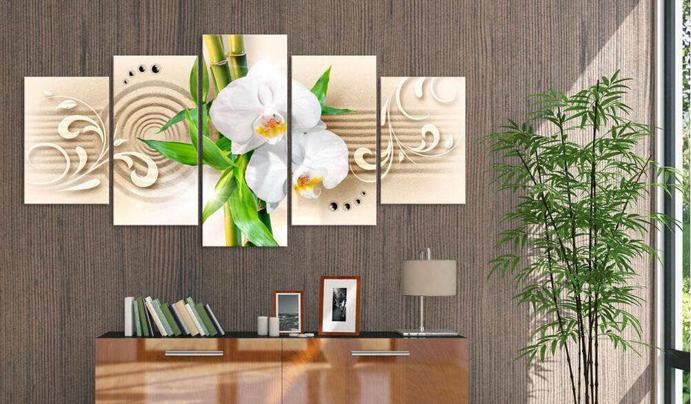 5pcs/set Unframed Bamboo Orchid HD Print On Canvas Wall Art Picture For Home and Living Room Decor