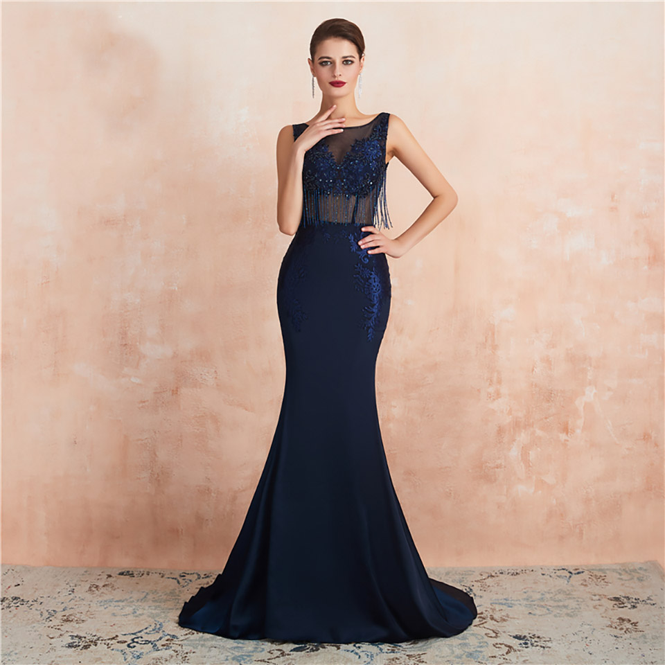 New Arrivals Abendkleider Evening Dresses Long With Boat-neck Zipper Vestido Gown Formal Dresses Real Photos