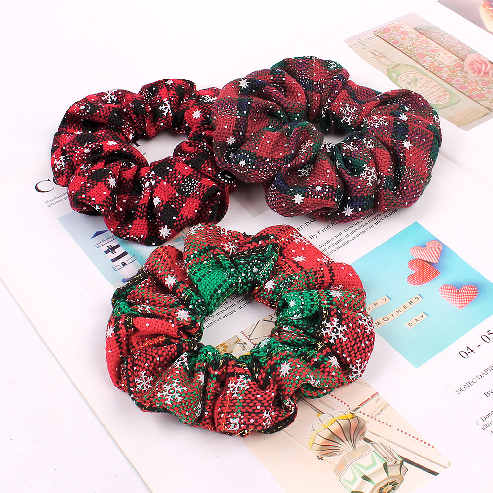 Christmas Scrunchies Hair Bands Women Scrunchy Elastic Hair Ties Girls Ponytail Holder Festival Fabric Cloth Hair Accessories 0925B
